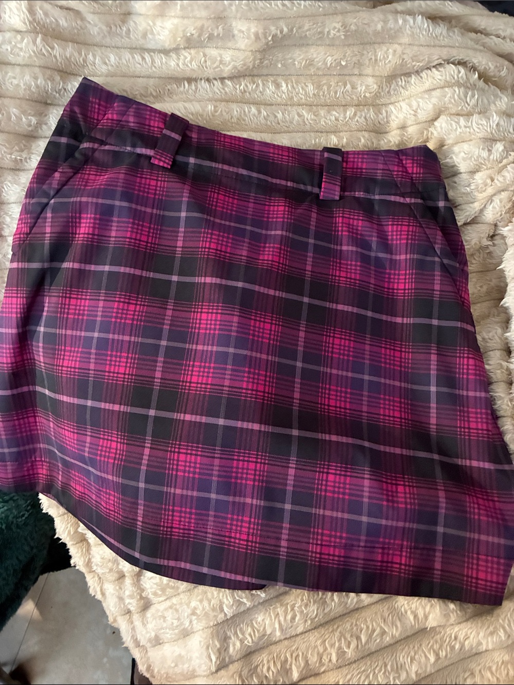 Nike Pink and Purple Plaid Mini Skirt with Belt Loops